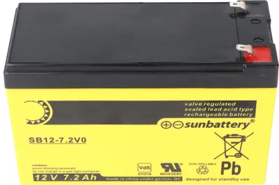 Produktbild von Sun Battery SB12-7.2V0 Akku, 12V 7,2Ah, 7.2-12L, AGM Bleiakku