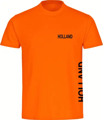 Produktbild von multifanshop Herren T-Shirt - Holland - Brust & Seite, orange-1, Größe XL