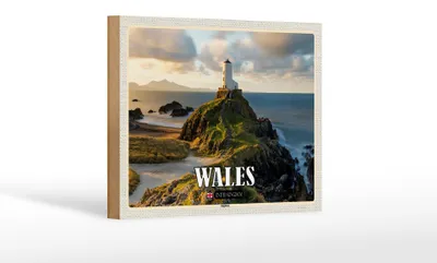 Produktbild von Holzschild Reise 18x12 cm Wales United Kingdom Anglesey Insel Meer