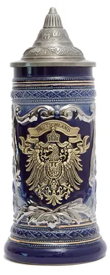 Bierseidel Keramik 0,6 L Zinndeckel Blumenmuster 23 cm
