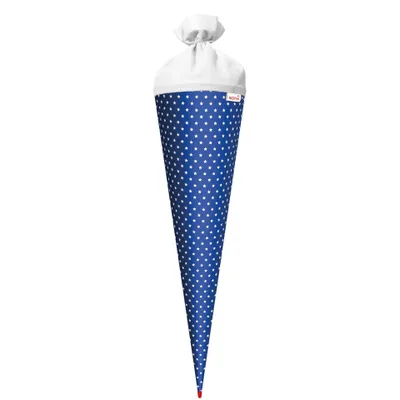 Produktbild von Bastel-Schultüte groß ultramarinblau - weiße Sterne 70 cm - rund Rot(h)-Spitze Filzverschluss weiss