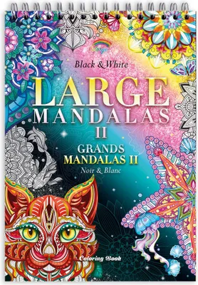 Zdjęcie produktu dla Colorya Mandala Colouring Book for Adults - Large Mandalas Vol. II - Relaxing A4 Anti-Stress Colouring Book - Spiral Colouring Books with Artist Paper without