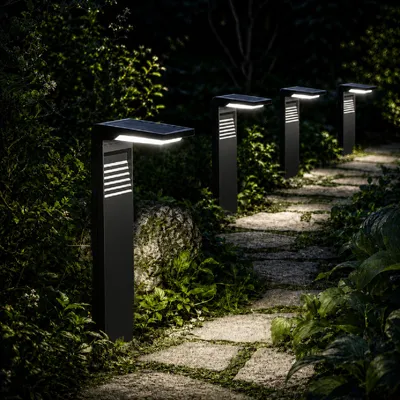 Produktbild von LUMILED 4 Stück Solarleuchte außen Garten IP44 spritzwasserdicht Solar Wegeleuchten mit Erdspieß 4000K Neutralweiß Solarlampen Wegelampen Einfahrt Weg