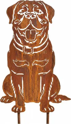 Produktbild von Edelrost Bordeauxdogge - Rost Deko Hund Rostfigur Gartendeko für Draußen - stabile Metall Gartenfigur aus Stahl - Wetterfest für Beet Terrasse - 45x38cm