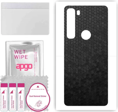 Produktbild von apgo Rückseite Schutzfolie, Skin, kompatibel mit Motorola Edge, Hinten Displayschutzfolie aus Vinylfolie, kratzfest, einfache Montage - Schwarze Honigwabe