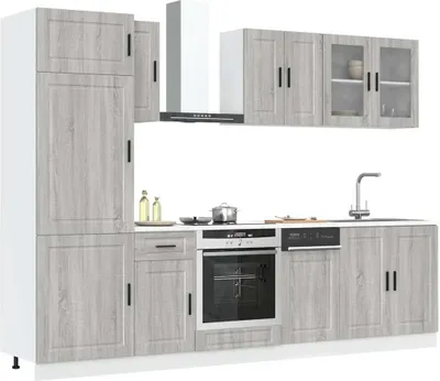 Produktbild von Hochwertig 8-tlg. Küchenschrank-Set Kalmar Grau Sonoma Holzwerkstoff 3314817