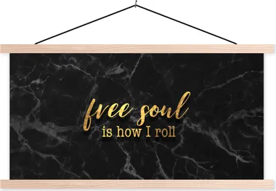 Produktbild von MuchoWow® Textilposter Zitate -  - Gold - Marmor 60x30 cm mit holzfarbenen Rahmen - Dekoration