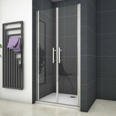 Produktbild von 120X195cm Doppel Pendeltür Eckeinstieg Duschkabine Duschwand Nischentür 6mm ESG Sicherheitsglas Duschtür