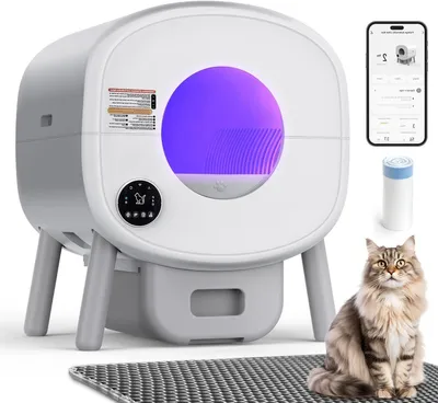Zdjęcie produktu dla Automatyczna kuweta dla kota – samooczyszczająca się – utrzymuje czystość w domu – sterowana aplikacją – bardzo duża – kolor: kość słoniowa
