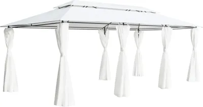 Obrázok produktu pre Altánok so závesmi 600x298x270 cm, biely 180 g/m²