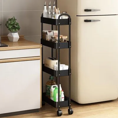 Imagen del producto de Azomor®: Carro de cocina compacto con ruedas y cuatro niveles, ideal para espacios reducidos