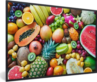 Produktbild von MuchoWow® Gerahmtes Poster Obst - Ananas - Tropisch 90x60 cm - Poster mit Schwarzem Bilderrahmen Wandposter Rahmen Foto Bilder - Fotorahmen - Foto-Plakat