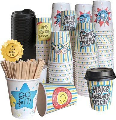 Image de Gobelets à café jetables avec couvercle et agitateur
