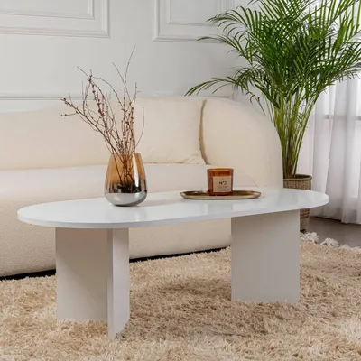 Produktbild von Dmora Couchtisch Parrano 119x60x40h cm Weiß Zeitschriftenhalter