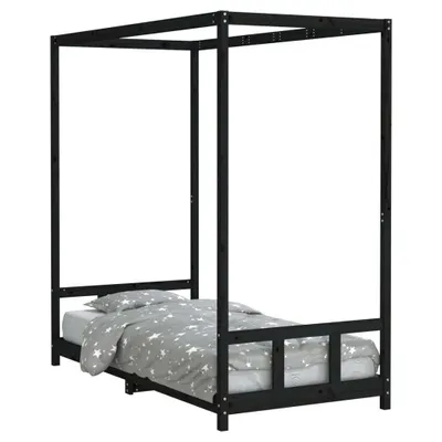 Zdjęcie produktu dla vidaXL Łóżko dziecięce czarne 90x190 cm lite drewno sosnowe