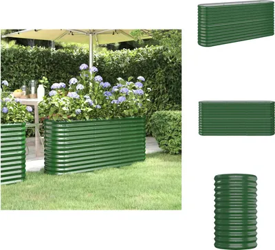 Produktbild von vidaXL Hochbeet Pulverbeschichteter Stahl 152x40x68 cm Grün - Blumentöpfe & Pflanzgefäße