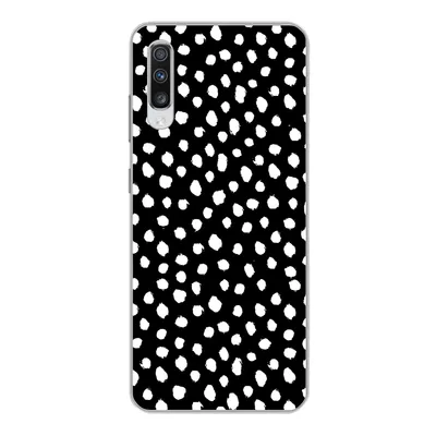 Produktbild von MuchoWow® Handyhülle Schutzhülle Hülle für Samsung Galaxy A70 Polka dots - Schwarz - Weiß Silikon Softcase Handy Hülle - Schutzhaube