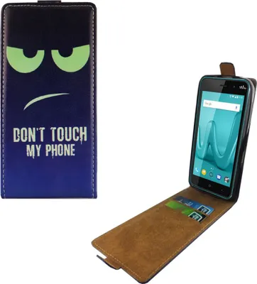 Produktbild von Handyhülle Tasche Flip für Wiko Lenny 4 Dont Touch My Phone Blau / Grün