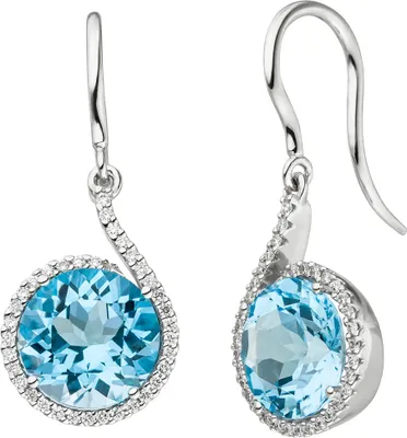 Produktbild von Ohrringe Ohrhänger 70 Diamanten Brillanten Blautopase hellblau 585 Gold Weißgold