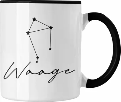 Produktbild von Trendation - Waage Sternzeichen Tasse Geschenk Horoskop Tierkreiszeichen (Schwarz)