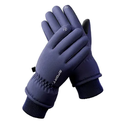 Imagen del producto de Guantes de invierno para hombre AIORBER, de doble capa, impermeables, con tejido resistente a la abrasión, ideales para esquiar, correr y montar en bicicleta, color azul