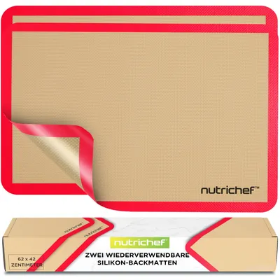Immagine prodotto di Set da 2 fogli di silicone per la cottura NutriChef, dimensioni 42x62 cm, antiaderenti, senza PFAS