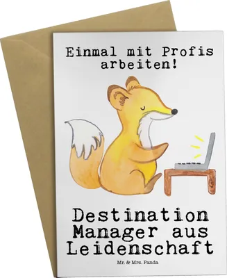 Produktbild von Mr. & Mrs. Panda Glückwunschkarte Destination Manager Leidenschaft - Weiß - Geschenk, hochzeitskarten, einladungskarten, weihnachtskarten, babykarte, Grußkarte