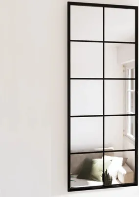Zdjęcie produktu dla The Living Store Lustro ścienne czarne 100x40 cm metalowe