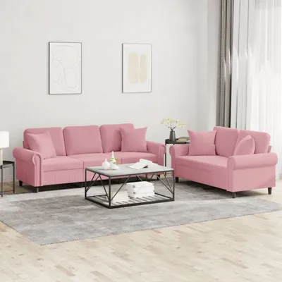 Zdjęcie produktu dla Maison Exclusive – zestaw wypoczynkowy 2-częściowy z poduszkami z różowego aksamitu