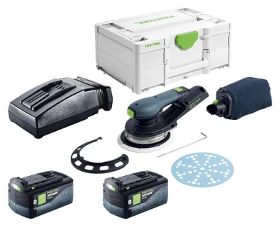 Immagine prodotto di Festool ETSC 2 150-Basic levigatrice rotorbitale a batteria 18 V 150 mm senza spazzole + 2x batteria 5,0 Ah + caricabatterie + systainer