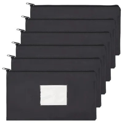 Image de Lot de 6 portefeuilles noirs - avec fermeture éclair - en cuir synthétique (PU)