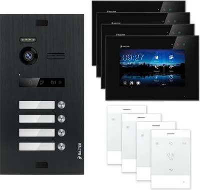 Produktbild von BALTER EVO Video Türsprechanlage Schwarz Set 2-Draht Talk + 7" LCD-Monitor für 4 Familienhaus