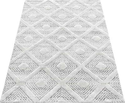 Produktbild von Teppich Wohnzimmer Hochflor Grau 200x290 Rechteck Geometrisches Design aus Polypropylen