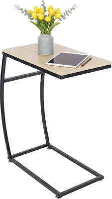 Immagine prodotto di Tavolino Relaxdays, a forma di C, L x P x A: 58,5 x 47,5 x 25 cm, tavolino da divano e da letto, metallo e MDF, effetto legno/nero