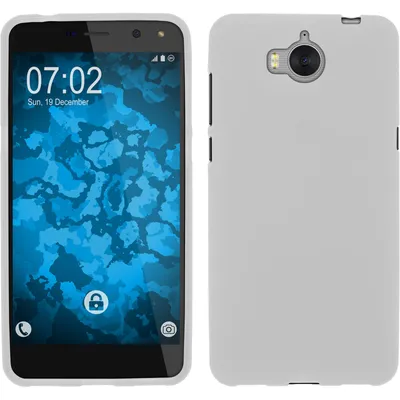 Produktbild von PhoneNatic Case kompatibel mit Huawei Y5 2017 - weiß Silikon Hülle matt + 2 Schutzfolien