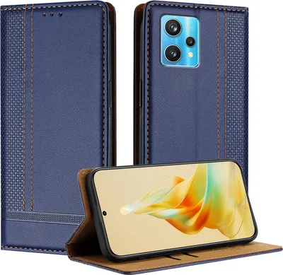 Produktbild von Handyhülle für Realme 9 Pro+ Leder Flip Klappbare Schutzhülle mit Standfunktion Blau
