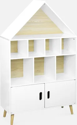 Immagine prodotto di Scaffale per bambini in legno a forma di casa, Bianco