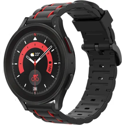 Produktbild von Strap-it Samsung Galaxy Watch 5 Pro Sportschnallenarmband (Schwarz/Rot)