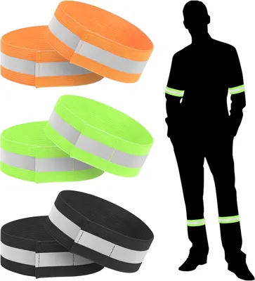Immagine prodotto di 6 strisce riflettenti, fascia elastica riflettente, nastro riflettente per attività all'aperto, alta visibilità, fascia elastica riflettente per biciclette