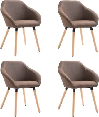 Image de vidaXL Chaise de salle à manger 4 pcs. Marron Tissu