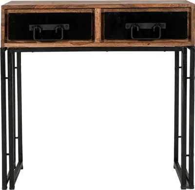 Produktbild von SIT Möbel Telefontisch mit 2 Schubladen | Akazie natur | Metallgestell schwarz | B 80 x T 40 x H 76 cm | 09284-01 | Serie PANAMA