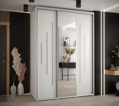 Produktbild von Kleiderschrank YVONA 13 - 180/60 cm, weiß/silber