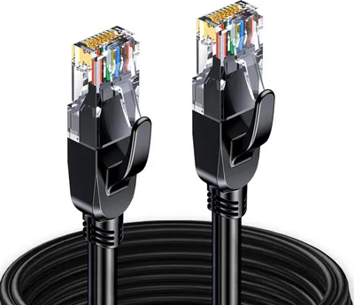 Produktbild von Elfcam - 10m Ethernet-Netzwerkkabel Cat 8, Rund Schwarz LAN WAN, Cat8 SFTP 28AWG, 2000MHz 40Gbps mit Hochwertigen RJ45-Steckern