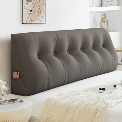 Obrázek produktu pro Polštářek na čtení, ergonomický trojúhelníkový polštářek na opěrku hlavy, polštářek na opěrku zad se snímatelným potahem na zip, bederní polštářek na postel a pohovku, tmavě šedý, 200*50*20cm