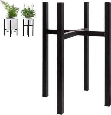 Immagine prodotto di Portavasi in metallo nero - Larghezza regolabile 25-40 cm - 38 cm - Portavasi grande per interni ed esterni - Balcone e giardino