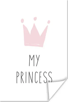 Produktbild von MuchoWow® Poster Illustration mit dem Zitat "My princess" und einer rosa Krone 120x180 cm - Kunstposter