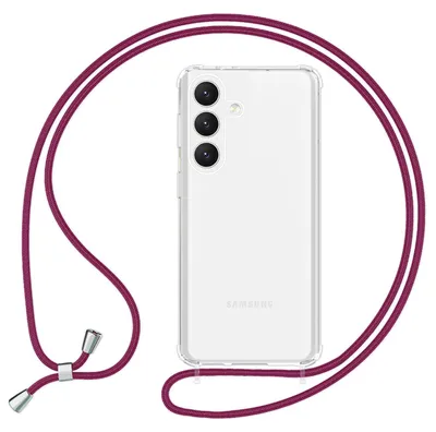 Image de Housse NALIA transparente avec chaîne pour Samsung Galaxy S24 Housse transparente pour téléphone portable avec cordon rouge