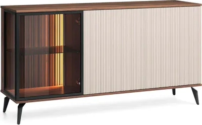Produktbild von FURNLUX Anrichte Vici Beige Und Schwarz 154cm / Hauptfarbe: Beige / Abmessungen: 154 x 39 x 80 cm
