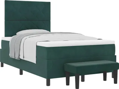 Produktbild von vidaXL Boxspringbett mit Matratze Dunkelgrün 120 x 200 cm Samt