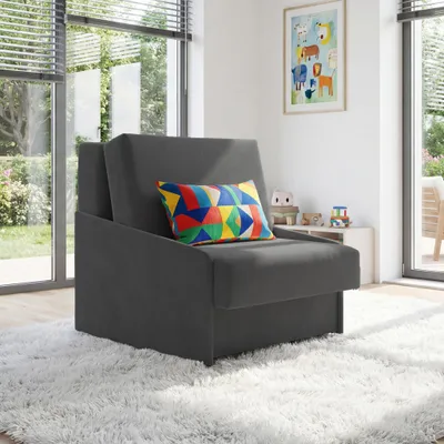 Productafbeelding van Uitklapbare fauteuil ANIA 3-in-1 | Slaapfunctie: 80x190 cm | Opbergruimte | Fluweel, donkergrijs